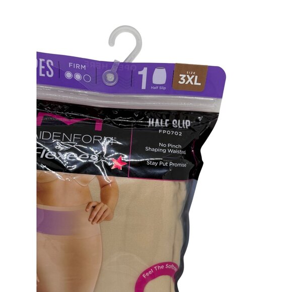 NWT Maidenform Flexees Half Slip FP0702 3XL Nude Firm Control Shaping Waistband - Picture 2 of 3